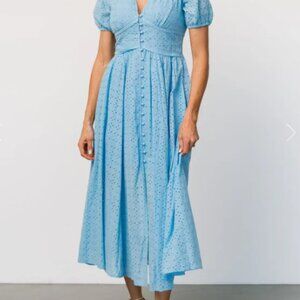 Baltic Born Esther Eyelet Midi Dress in Blue-NWT